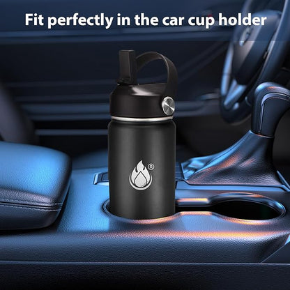 Insulated Water Bottle 40 oz with Straw, Stainless Steel Wide Mouth Water Bottle, Double Wall Vacuum Leak Proof with Straw Lid & Spout Lid for Sports or Office, Keep Cold or Hot Up to 24 Hrs