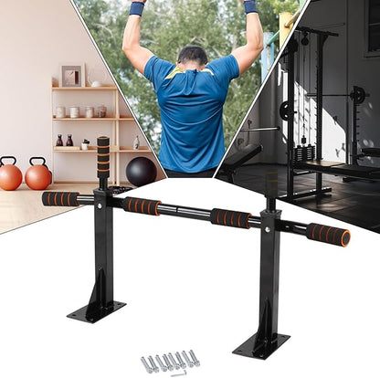 Wall Pull Up Bar, Sturdy Dip Rack Workout Equipment, Heavy Duty Wall Mounted Chin Up Station for Strength Training Home Gym Indoor Fitness Bodyweight Exercise Muscle Building for Men and Women