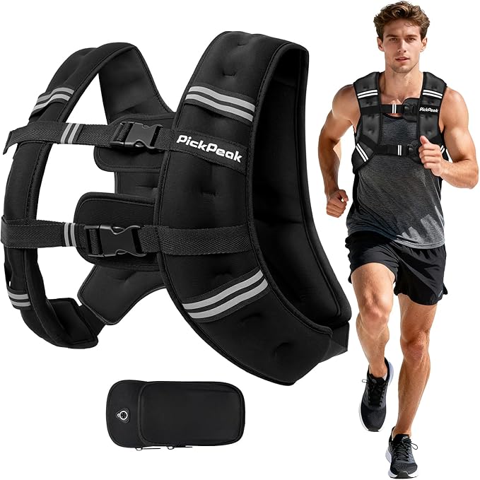 Weighted Vest for Woman Man 5lb/6lb/8lb/12lb/15lb/20lb/25lb/30lb Weighted Vest for Walking, Strength Training Weight Vest with Adjustable Buckle Detachable Phone Pouch for Running Workout