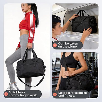 14 inch Small Gym Bag for Women & Men- Mini Duffel Bag Lightweight Carry On Bag Sports Bag for Travel,Sport,Workout-Sky Blue