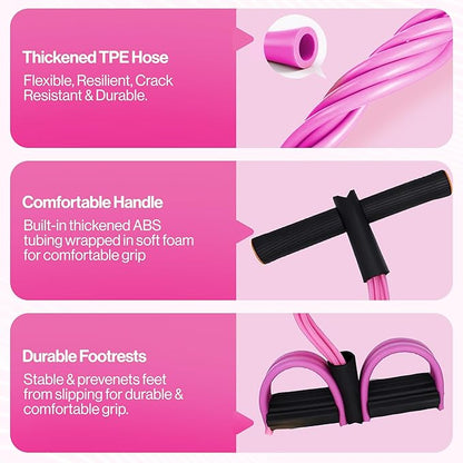 Pedal Resistance Band with Handle, 6 Tube Multifunction Foot Pedal Resistance Band, Arm & Waist Training Tummy Trimmer Ab Workout Equipment for Home Gym Men Women