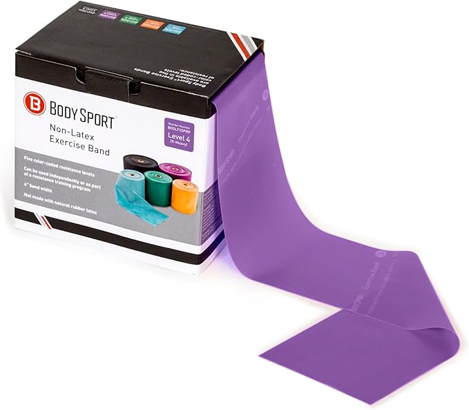 Body Sport Exercise Band, 25 yd. x 4 in. Roll - Home & Gym Fitness Equipment for Stretching, Strength Training & Physical Therapy