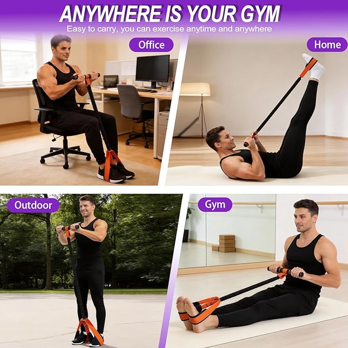 2026 Upgrade Pedal Resistance Bands with Handle - Multifunction Foot Pedal Resistance Band with Training Poster - Fashion Puller Exercise Equipment for Abdomen, Waist, Arm, Core, Leg