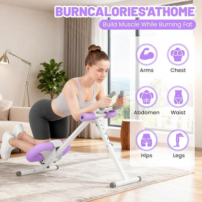 Ab Machine, Adjustable Ab Trainer Machine for Abs Workout at Home Gym, Abdominal Trainer for Stomach Workout, Foldable Abdominal Exercise Machine with Knee Protection and LCD Monitor