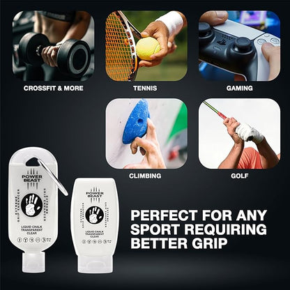 POWER BEAST, Clear Liquid Chalk, Non Sticky Grip Enhancer, Dry Hands, Transparent Liquid Chalk, Anti-Slip Solution, Dry Grip for Tennis, Golf, Pole Dancing, Gaming, and All Sports