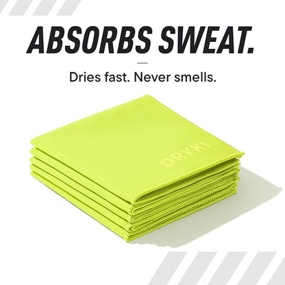 Sweat Absorbing Handkerchiefs - The Original Pocket-Sized Sweat Towels - Quick-Dry Microfiber Sweat Rags for Face, Hands, & Body - Men & Women - Gym, Sports, and Work (High-Vis Yellow: 5 Pack)