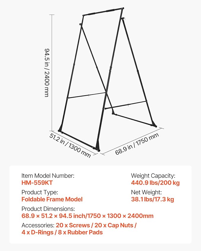 VEVOR Yoga Stand Frame, Max 441-551 lbs Load Swing Stand, Triangular Structure Aerial Rig, Aerial Silk Stands with Yoga Hammock, Standard & Height-Adjustable Version