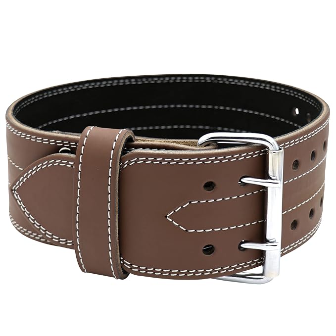 G4 Vision Genuine Leather Power Weight Lifting Adjustable Belt 4" Gym Fitness Bodybuilding Back Support Weightlifting Heavy Workout (Medium, Brown)