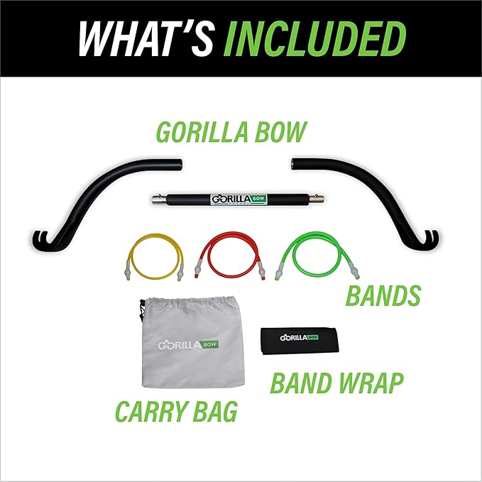 Gorilla Bow Lite Portable Home Gym System, Strength Training Equipment 100 Plus Workouts, All in One Exercise Equipment for Travel, Home Gym & Outdoor Workouts (Lite Travel Bow, Black, Base Bundle)