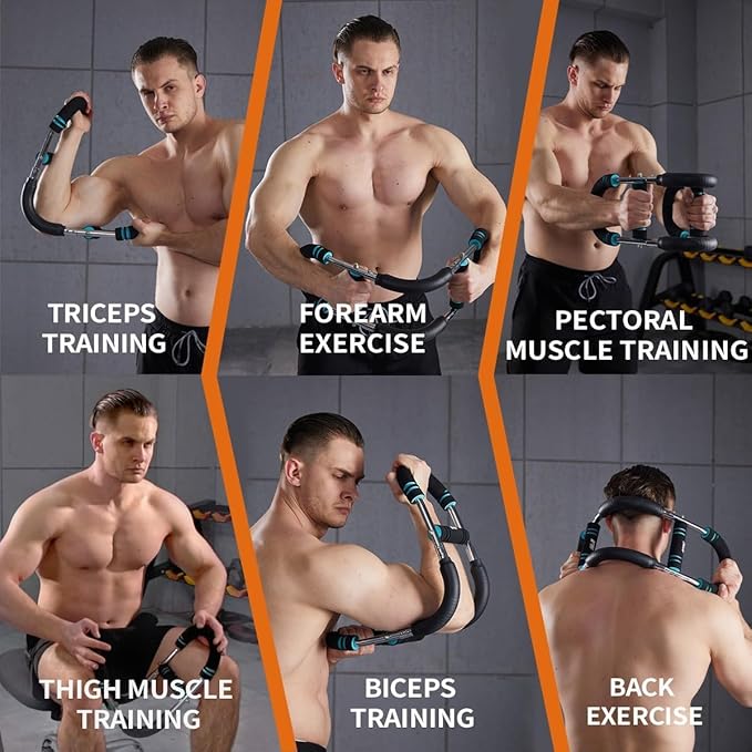 40-100 LBS Adjustable Power Twister Arm Trainer, Forearm Triceps Chest Enhanced Exercise Strengthener, Portable Detachable Spring Resistance Upper Body Fitness Machine for Home & Gym Workout Equipment