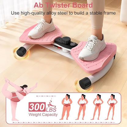 Waist Twister Machine Exercise, Ab Machine Adjustable Waist Twisting Fitness Tool，Noiseless Ab Twister Board for Women Men，Anti-Slip Home Gym Workout Equipment 300 lbs Weight Capacity