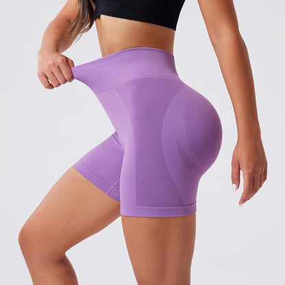 Evercute Women's Gym Shorts 3/4 Pack Seamless Scrunch Butt Lifting Workout Shorts 5" Tummy Control Ruched Booty Yoga Short