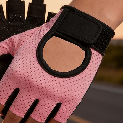 IZUS Anti-Slip Fingerless Workout Gloves for Women Gym/Exercise/Fitness/Training/Cycling with Excellent Grip/Cushion-Pads