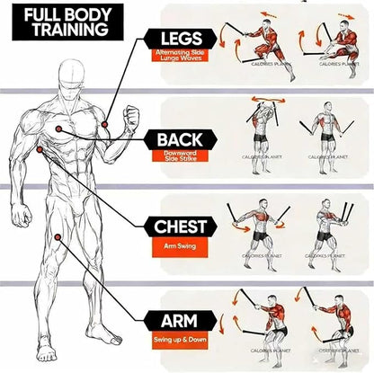Adjustable Ropeless Battle Ropes - Cordless Weighted Training Ropes for Home Gym | HIIT Workouts | Portable Exercise Equipment for Full Body Strength Training