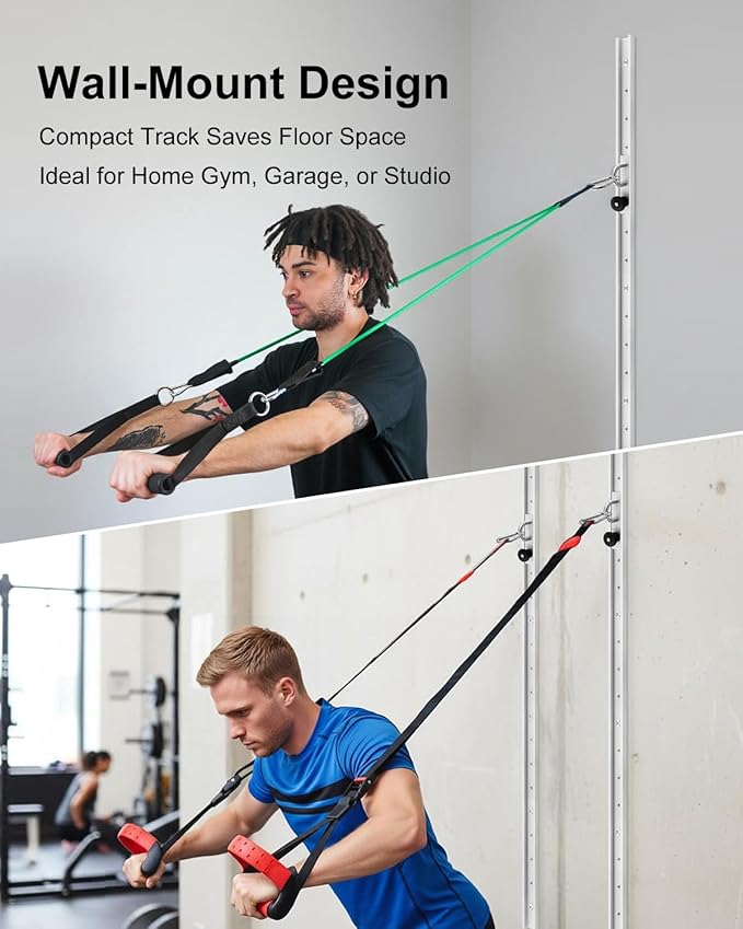 Adjustable Resistance Band Wall Anchor System – Dual 40 inch Aluminum Rails with Sliding Mounts, Space-Saving Home Gym Setup for Strength, Stretch, and Mobility Training