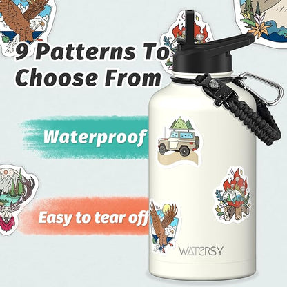 64oz Insulated Water Bottle (Cold for 48 Hrs),BPA Free&Leak Proof,Half Gallon Stainless Steel Water Flask,Water Jug with Straw Spout Lids for Gym,Hiking,Camping,White