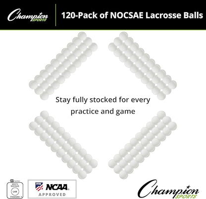 Champion Sports Lacrosse Balls – Official Size SEI Certified, Multi-Color Packs of 3, 6, or 12 for Practice & Games