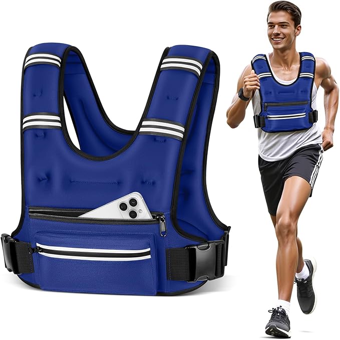 Weighted Vests for Women Men, 8 12 16 20 lb Weighted Vest with Storage Pockets, Rucking Vest with Reflective Stripe, Adjustable Straps Weight Vest for Running, Walking, Workout, Training