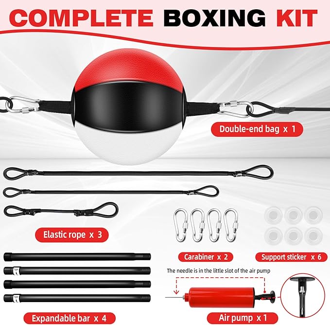 Doorway Punching Bag Double End Bag for Boxing, No Wall Installation Boxing Training Set with Bungee Cords, Double End Punching Ball Striking Equipment for Training at Home & Gym