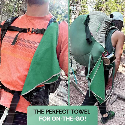 Backpacking Ultralight Quick Dry Microfiber Soft Fast Drying Hand and Face Towel Wash Cloth Camping Yoga Hiking Active Lifestyle Small (Green, Small)