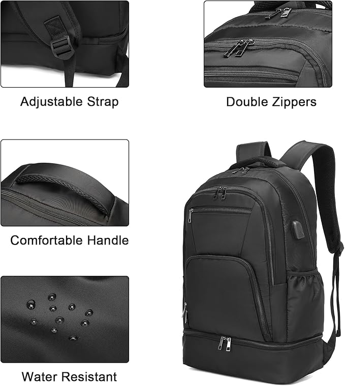 seyfocnia Gym Backpack for Men,Gym Bag with Shoe Compartment Lightweight Travel Workout Sports Backpack with USB Charging Port