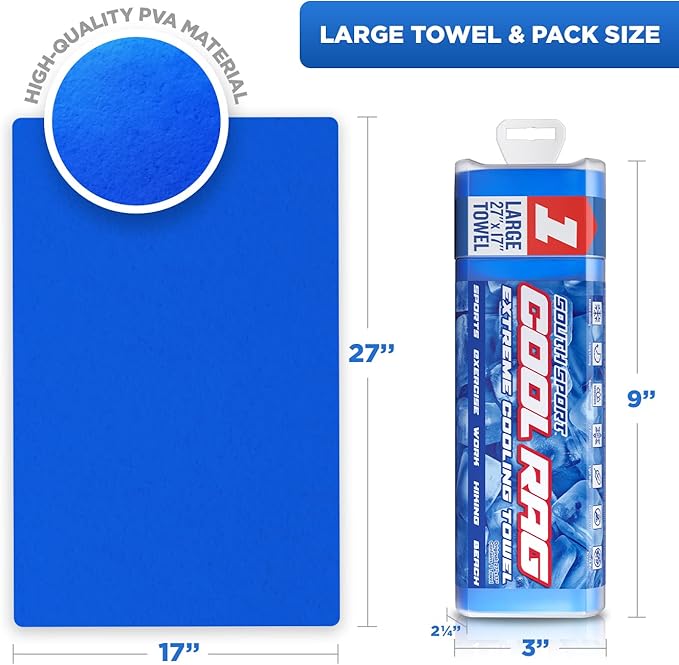 Cool Cool RAG Extreme Cooling Towel for Heat Relief - PVA Cooling Towel for Workout, Gym, Running and for Other Outdoor Sports - Cooling Rag for Neck - Cool Towel for Quick Cooling