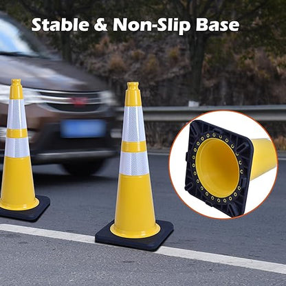 360 Pack 28" Yellow Traffic Cones with Black Base – Heavy Duty Bulk Cones for Construction Sites, Commercial Areas, and Event Safety (360, Yellow, 28 Inch)