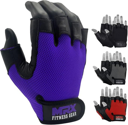 Weightlifting Gloves Leather Palm Grip Half Finger Body Building Gym Glove for Exercise Training Fitness Workout Men Women Lifts Made Spandex Materials, Including Genuine Amara Leather
