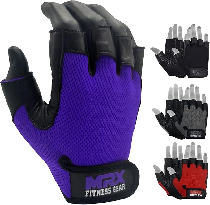 Weightlifting Gloves Leather Palm Grip Half Finger Body Building Gym Glove for Exercise Training Fitness Workout Men Women Lifts Made Spandex Materials, Including Genuine Amara Leather