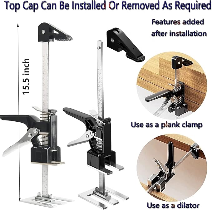 Labor Saving Arm 2PC ，15.5 Inch Height Regulator Hand Lifting Tool，Lifter Jack for Installing Cabinets Door And Wooden Panel Lifting Cabinet Board Lifter