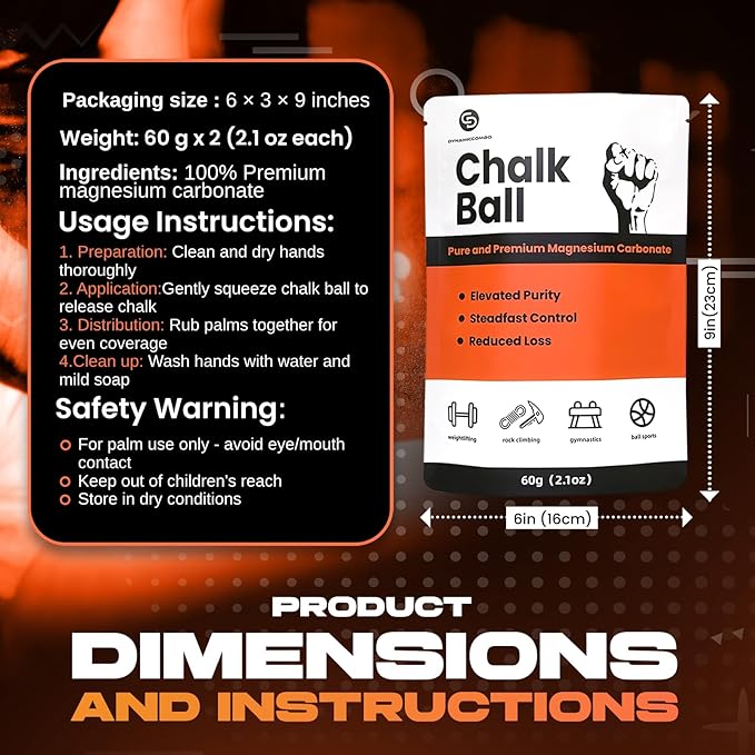 Climbing Chalk | Refillable Chalk Ball for Rock Climbing, Weight Lifting & Gymnastics | Storage Bag Included