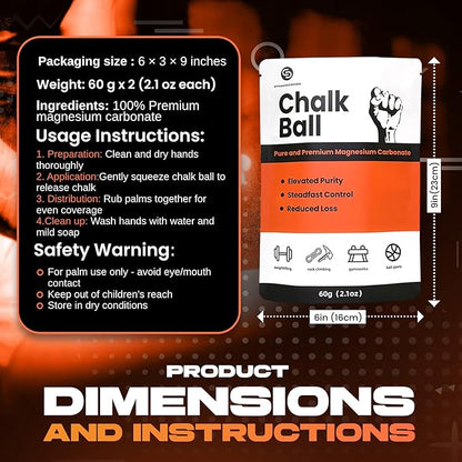 Climbing Chalk | Refillable Chalk Ball for Rock Climbing, Weight Lifting & Gymnastics | Storage Bag Included