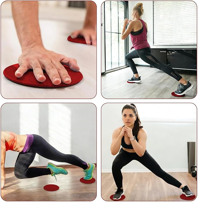 Exercise Core Sliders Glid Discs 2 Pack - Dual-Sided Workout Sliding Discs for Home Gym, Pilates, Physical Therapy, Ab & Full Body Training
