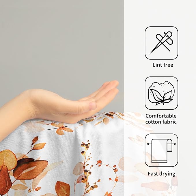 Orange Fall Hand Towels Set of 2 Eucalyptus Decorative Fingertip Towels Watercolor Plant Leaves with Floral Butterfly Towels Rustic Super Soft Face Towel for Bathroom Home Hotel Gym Kitchen Decor