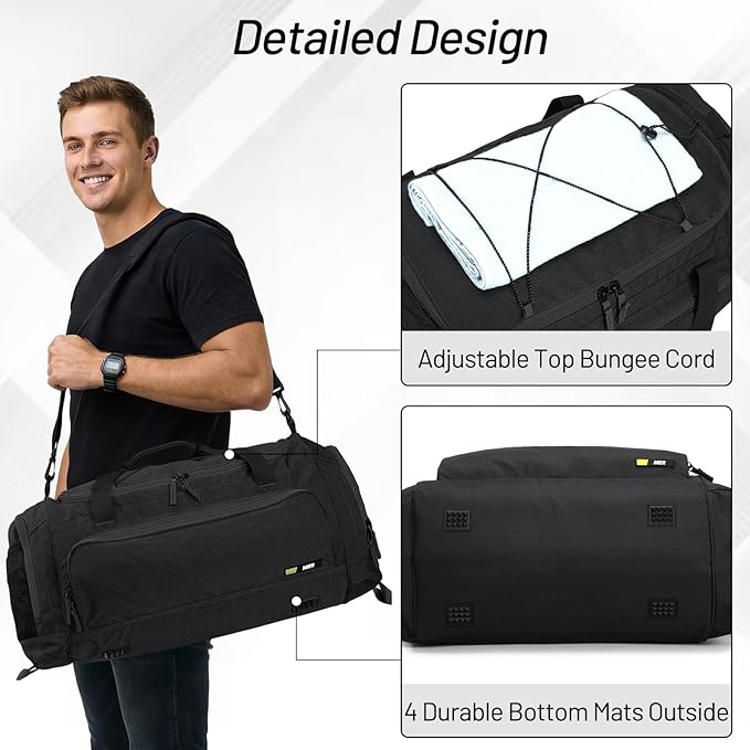 MIER Large Gym Bag for Men Sports Duffle Bag with Shoe Compartment 60L Lightweight Duffel Bags for Workout Fitness Travel, Blue