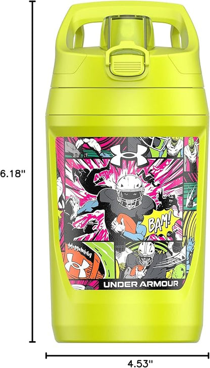 Under Armour 32 oz Insulated Water Bottles - Sports Water Jug with Fence Hook, Leak Resistant for Baseball, Football & More, 32 oz Insulated, High-Vis Comic