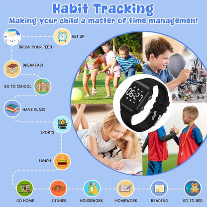Kids Digital Watches for Boys Girls, Sports Watch with Fitness Tracker, Pedometer, Alarm Clocks, Stopwatch, No App Needed Waterproof Kids Watch, Gift for Teens Student Girls Boys Ages 5-14