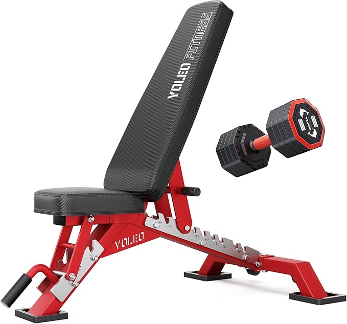 YOLEO Commercial Adjustable Weight Bench - MAX 2315LBS Heavy Duty Workout Bench for Home Gym, Flat/Incline/Decline Bench Press 2.4" Thick Pad (6-Step Assembly)