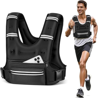 Weighted Vests for Women Men, 8 12 16 20 lb Weighted Vest with Storage Pockets, Rucking Vest with Reflective Stripe, Adjustable Straps Weight Vest for Running, Walking, Workout, Training