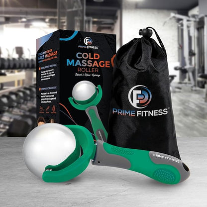 PRIME Fitness Cold Massage Roller Ball | Cold Therapy | Ice Roller Ball with Handle | cryo Stick | Relieve Muscle Pain (Green)