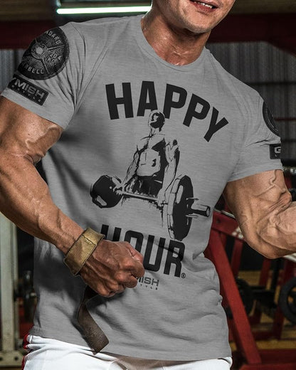 Gymish Lifestyle Happy Hour Deadlift Work Out T-Shirt, Weightlifting Gym Shirts