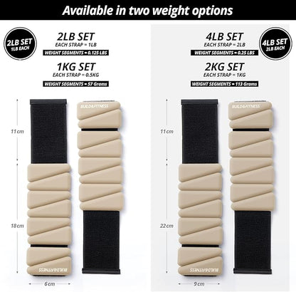 Wrist & Ankle Weights, Adjustable Bands for Women & Men Workouts, Set of 2 – 2lb or 4lb (1lb or 2lb each strap) Ideal for Runs, Jogs, Walks, Yoga, Dance, Pilates, Cardio, Aerobics, Strength Training