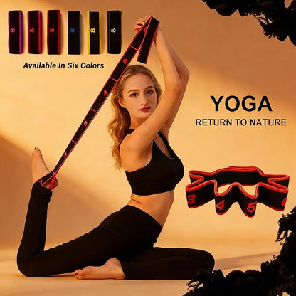 Fitness Resistance Band for Stretching and Yoga, Number Hamstring Stretch Strap with 8 Adjustable Segments for Beginners and Advanced Users