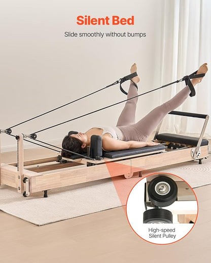 VEVOR Pilates Reformer Accessories for Home Gym, Include Reformer Box/Chair/Spine Corrector/Wall Mounted Machine/Jump Board/Foldable & Dual Resistance Springs