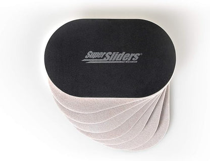Super Sliders 5-3/4" x 9-1/2" XL Oval Reusable Felt Furniture Sliders for Hard Surfaces, Anti-Slip Protective Furniture Moving Pads for Beds, Sofas, Dressers, Set of 8, Beige