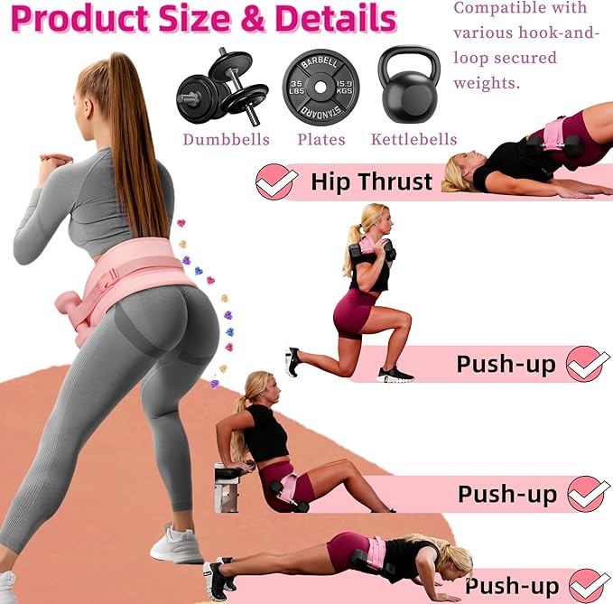 Women Glute Workout Equipment, Hip Thrust Belt for Weights, Booty Bands Exercise Bands Pilates Ball, Glute Workout at Home Pilates Exercise Equipment Kit for Home Gym Fitness Accessories