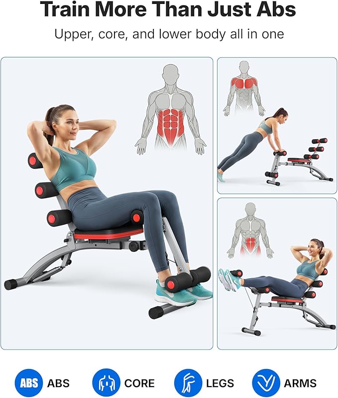 MERACH Ab Machine, Multi-Functional Adjustable Ab Trainer, Ab Workout Bench for Home Gym, Sit Up Machine for Abdominal, Exercise Chair for Full Body Workout