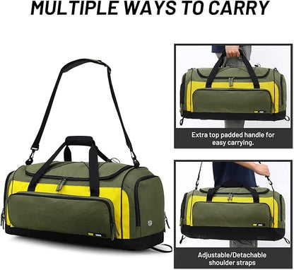 MIER Large Gym Bag for Men Sports Duffle Bag with Shoe Compartment 60L Lightweight Duffel Bags for Workout Fitness Travel, Blue