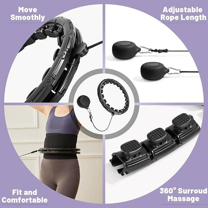 Weighted Fit Hoop Plus Size with Extra Sweat Belt for Adult Weight Loss, 32 Detachable Links Smart Fitness Hoop, Fitness and Massage 2 in 1, Great for Adults and Beginners