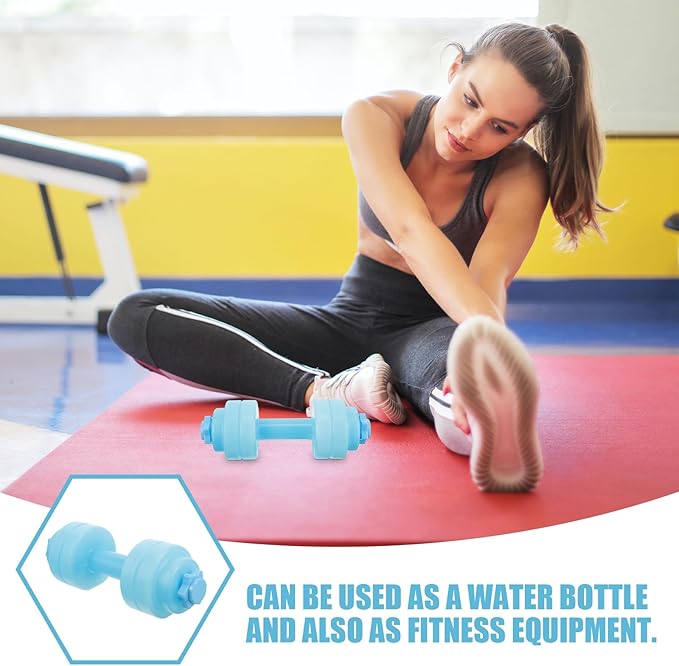 Zerodeko Dumbbell Design Exercise Water Bottle Large Capacity Workout Bottle Portable Blue Fitness Water Holder for Outdoor Running and Gym Use